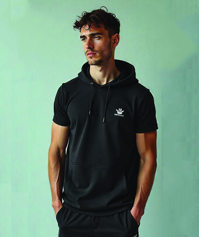 Sweat à capuche manches courtes - Fitness - Noir